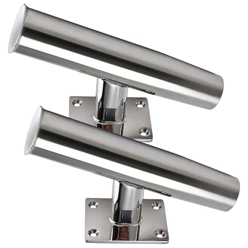 YaeMarine 2/4Pcs Tournament Style Stainless Steel Wall /Transom Mount Rod Holders for Marine Boat - style: 20 Degree-2pcs