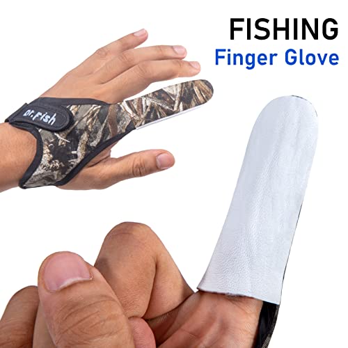 Dr.Fish 2 Pieces Fishing Gloves Casting 2 Finger Index Finger Stall Protector Anti-Slice Saltwater Trolling Surf Fishing Braid Line Anti-Slip Cooftable Woolen - size: Size M