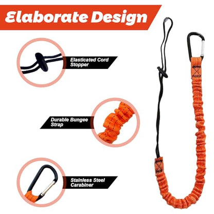 10pcs Retractable Tool Lanyards for Hand Tools with Carabiner and Adjustable Loop End, Extendable Length 31.5 "-43.3", Aluminum Screw Lock Carabiner with Shock Cord Stopper - size: 10 pack
