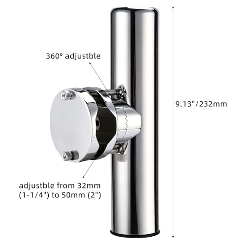 NovelBee 4pcs Boat Fishing Rod Holder Stainless Clamp on Fishing Rod Pole Holder for Rails 1-1/4" to 2"