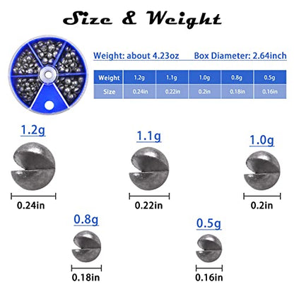 Split Shot Fishing Weights Sinkers 215PCS Fishing Weights and Sinkers Assortment Round Removable Fishing Sinkers Lead Weights Fishing - style: 215pcs - Blue Box