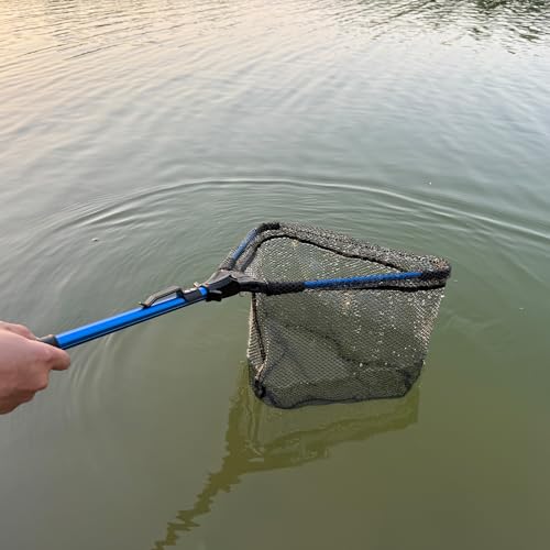 Tripquips Fishing Net, Rubber Coated Foldable & Lightweight Landing Net, Strength Aluminum Handle, Fishing Gear and Gift for Men - color: Hoop Size: 16''(Blue)