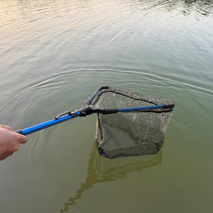 Tripquips Fishing Net, Rubber Coated Foldable & Lightweight Landing Net, Strength Aluminum Handle, Fishing Gear and Gift for Men - color: Hoop Size: 16''(Blue)