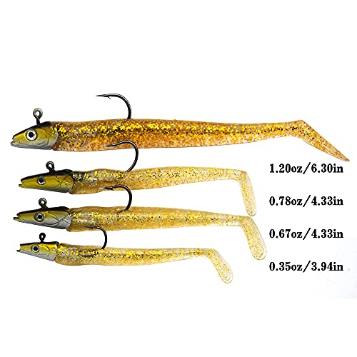 Lead Head Jigs Soft Lures for Hunting or Fishing Lures Swimbaits with Hooks,Artificial Fishing Baits for Saltwater & Freshwater(5pcs/Set) - color: 0.78oz-4.3"