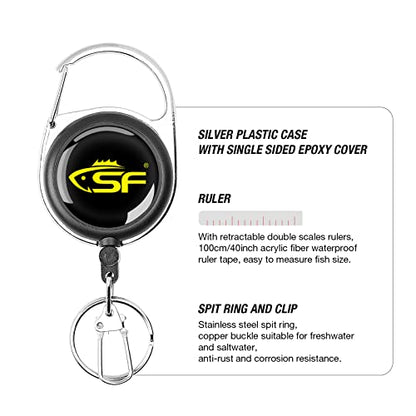 SF Fly Fishing Zinger Retractor with Retractable Measuring Tape Style for Anglers Tools and Gears Holder Combo Black - style: Single