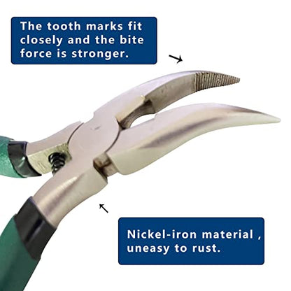 Small Fish Bone Pliers/Tweezers 5 Inches Bent Needlepoint Nickel Iron Salmon Pin Bone Pliers Tweezers for Salmonbone Removing, Plucking and Pulling Pin (Green) - color: Green