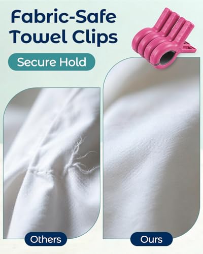 10 Pack Beach Towel Clips Heavy Duty Large Beach Essentials Chair Pool Clip | Pink Clips with Strong Grip, Silicone Protection, Rust Resistant Spring, Multi-Use for Beach, Boat, Cruise & Outdoors - color: Pink