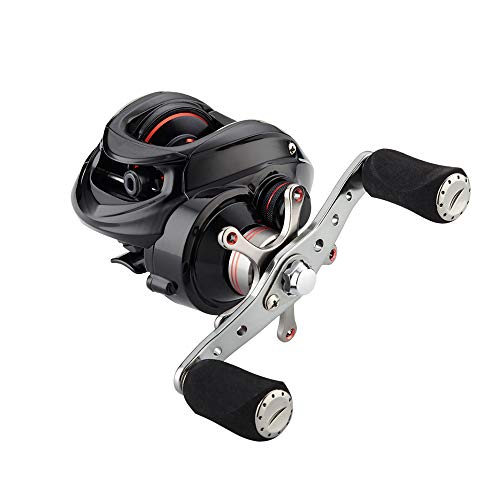 Fishdrops Baitcaster Reel Ultra-Light Baitcasting Fishing Reel, 7.0:1 Gear Ratio, 12.12LB Drag Magnetic Brake, Smooth 11+1BB, Freshwater & Saltwater and Affordable Low Profile Bait Caster Reel - color: Left Handle-Red Color