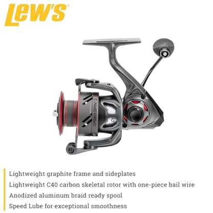 Lew's Speed Spin CRX Spinning Fishing Reel, 8+1 Bearings, Graphite Frame and Sideplate, Solid Brass Speed Gears, Speed Lube, Multi-Disc Drag - size: 200