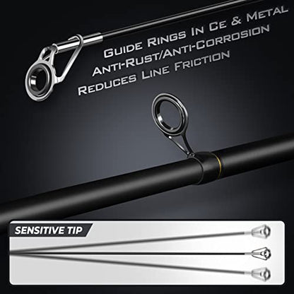 PLUSINNO Fishing Rod and Reel Combo, Telescopic Fishing Pole Kit with Spinning Reel, Tackle Box, Fishing Lures and Travel Carrying Bag, Fishing Gear Gifts for Men - color: Elite Hunter Single Fishing Rod(No Reel &Lure), size: 1.8M 5.91 FT