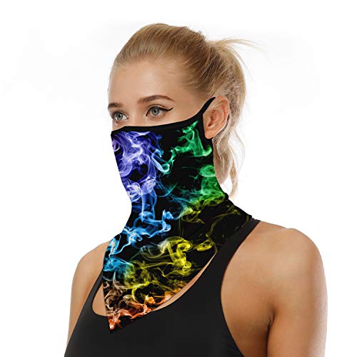 YAYOUREL Neck Gaiter Face Mask Bandanas for Men Women UV Face Scarf Cover Ear Loop Hole Facemask for Fishing Running Cycling - color: Colorful