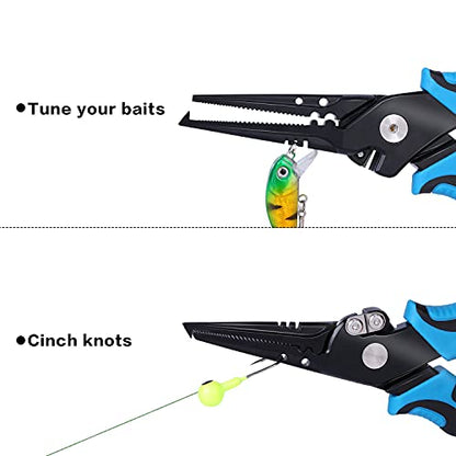 Sougayilang Fishing Pliers,Sheath and Lanyard Tungsten Carbide Cutters,420 Stainless Steel Fishing Tools,Saltwater Resistant Fishing Gear with Rubber Handle-7.5'' Split Ring Nose - Blue - color: 7.5'' Split Ring Nose-blue