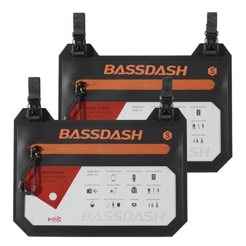 BASSDASH 2-Pack TPU Fishing Tackle Bag Heavy Duty Bait Storage Pouch with Water-Resistant Zipper for Soft Baits, Tools, Accessories - size: Small