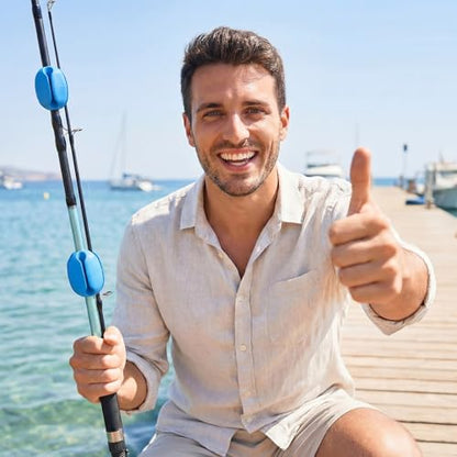 30 Pieces Silicone Fishing Rod Holder Straps Portable Fishing Rod Fixed Ball Rubber 5 Hole Lightweight Tackle Ball for Fish Enthusiasts Portable Fixed Straps Rubber - color: Blue