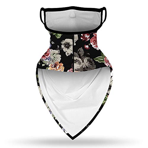 YAYOUREL Neck Gaiter Face Mask Bandanas for Men Women UV Face Scarf Cover Ear Loop Hole Facemask for Fishing Running Cycling - color: Gray Black Pink Green