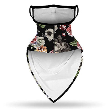 YAYOUREL Neck Gaiter Face Mask Bandanas for Men Women UV Face Scarf Cover Ear Loop Hole Facemask for Fishing Running Cycling - color: Gray Black Pink Green