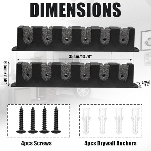 2-Pack Wall-Mounted Horizontal Fishing Rod Holders Fits Most Rod Diameter
