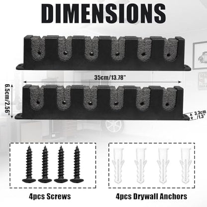 2-Pack Wall-Mounted Horizontal Fishing Rod Holders Fits Most Rod Diameter