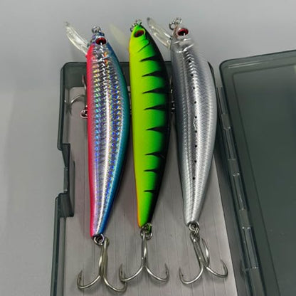 3pcs Heavy Minnow Tuna Fishing Lure Artificial Hard Baits Sinking Saltwater Seabass Wobbler Fish Baits Pesca Strong Treble Hooks Wobbler Jerkbait Swimbait AH1340 - color: AH1340A-5.1'' 1.4oz