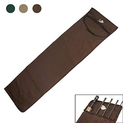 Aventik Fly Fishing Rod Bag Fishing Rod Sleeve Cover Pole Sock Glove Protector Bag Pouch with 5 Compartments - color: Green+khaki+coffee, size: 28inch/69cm