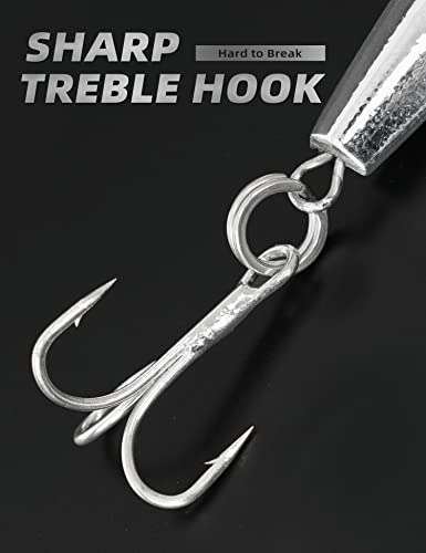 Bluewing 6oz/8oz/10oz/12oz/14oz/16oz Fishing Diamond Jig Chrome with High Carbon Steel Treble Hook 1pc Premium Fish Lure Durable for Saltwater Freshwater - size: 8oz