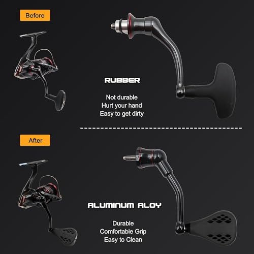 63mm Replacement Fishing Reel Handle with TPE Knob 35mm Compatible for Shimano Stradic FL/FM Stella Vanford Vanquish Nasci - color: Black