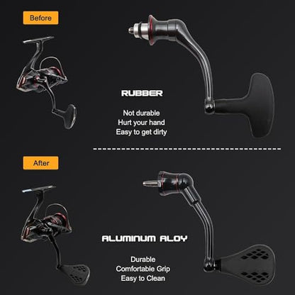 63mm Replacement Fishing Reel Handle with TPE Knob 35mm Compatible for Shimano Stradic FL/FM Stella Vanford Vanquish Nasci - color: Black