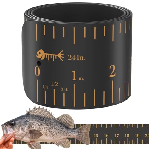 Roll-up & Slap-on Premium Fishing Tape Measure - Easy-to-Read Catch and Release Fish Measuring Device for Boat & Kayak Accessories - Compact & Extendable Fish Ruler (Black - 24" Inches) - color: Black