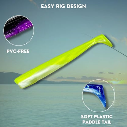 DuraTech® Paddle Tail - color: Black/Purple, size: 5" - Pack of 5