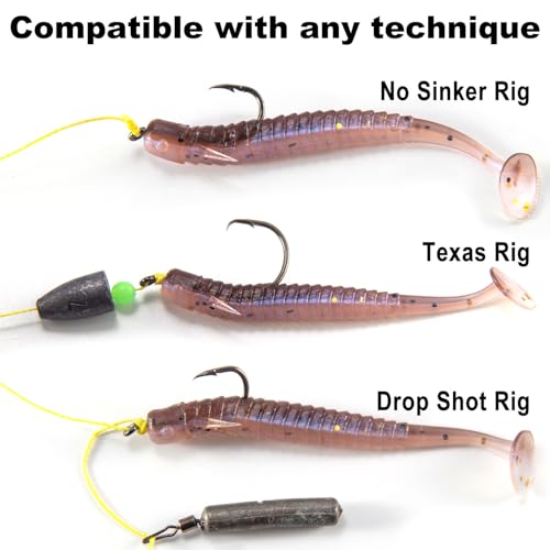 Dr.Fish 10 Pack Paddle Tail Swimbait 3'' Soft Plastic Fishing Lure Bass Fishing Freshwater Minnow Shad Bait Crappie Panfish Blugill - color: Black-gold_3''