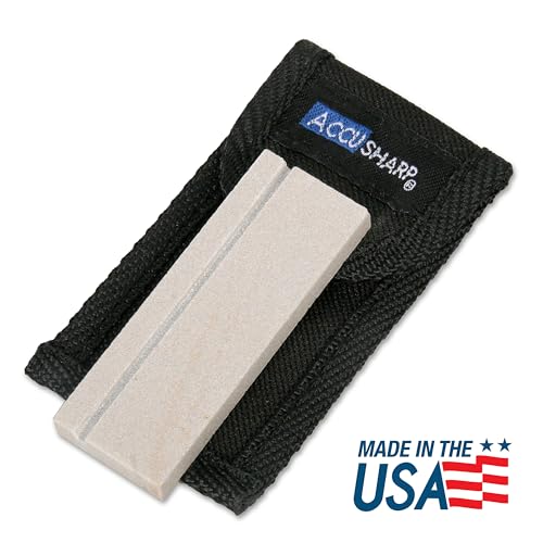 AccuSharp Pocket Stone Sharpener with Pouch, 3 Inch Dual-Sided Sharpening Stone for Knives, Fish Hooks, Camping, Hunting Knives, Restores, Repairs & Hones Blades, Natural - color: Natural