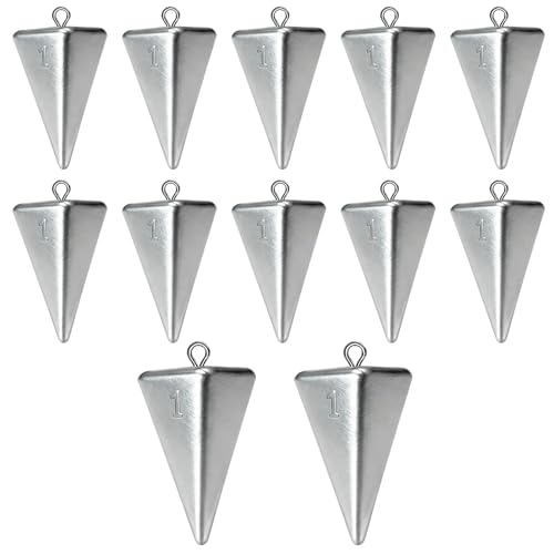 Fishing Weights Pyramid Sinkers Kit Bullet Fishing Weights Sinkers for Ocean Saltwater Surf Fishing Gear Tackle 1oz 2oz 3oz 4oz - color: 1oz-12pcs