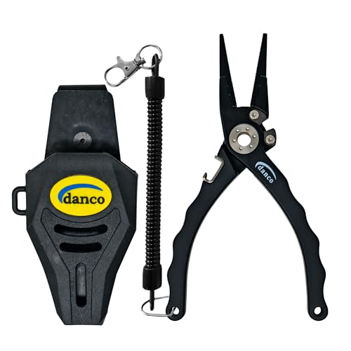 danco duffy 7.5-inch Fishing Pliers with Replaceable Line Cutters, Aircraft Grade Aluminum Fishing Gear, Saltwater Resistant Fishing Tools, Rubberized Paint Coating (Black) - color: Black