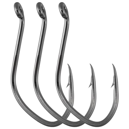 Dr.Fish 50 Pack Big River Bait Hooks Catfish Fishing Hooks Live Bait Offset Freshwater River Fishing Trotline Catfish Tackle - size: #8-50 Pack