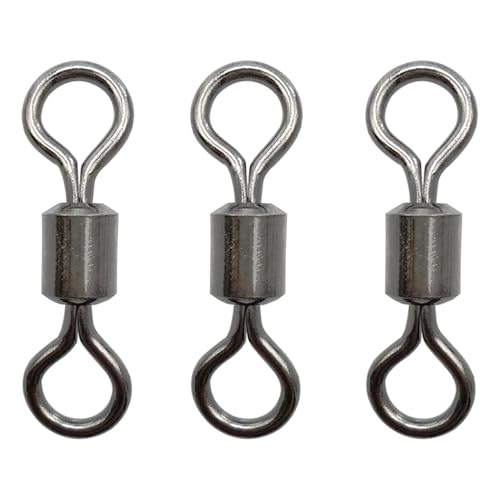 Atibin Heavy Strength Fishing Swivels Stainless High Duty Swivel Fishing Lure Steel Saltwater Barrel Swivels Rolling Black Nickel - size: Size2/0 (165lb) 25 pcs