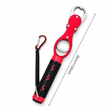 Fish Lip Gripper with Built-in Scale 18kg (39.7 lb) – Portable Fish Controller Tool with Non-Slip Handle for Freshwater & Saltwater Fishing(Red) - color: Red