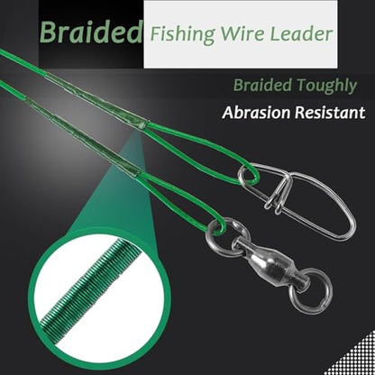 AMYSPORTS Saltwater Steel Fishing Leader Wire Stainless Swivel Fishing Leader Freshwater High Strength Wire Leader Lure Black Nickel - size: #3 (15.8in-50lb) 20pcs