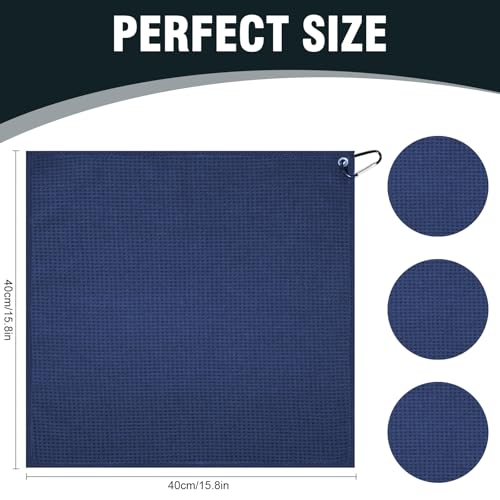 Puomue 3 Pack Microfiber Fishing Towels with Clip, 16" X 16", Waffle Pattern for Effective Cleaning of Fishing Gears or Dirty Hands, Perfect for Camping Towels and Hiking Towles (Blue, 16"X16") - color: Blue