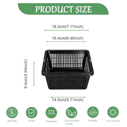 6 Pack Square Aquatic Plant Planter Basket - 7 Inch (18cm) Mesh Pond Plant Pots, Plastic Slotted Design for Water Garden, Aquaponics & Hydroponics Outdoor Use