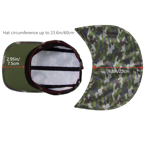 BASSDASH UPF 50+ Foldable Fishing Hat Baseball Cap with Removable Neck Flap Portable for Men Women Golf Hiking - color: Army Green Camo With Foldable Brim
