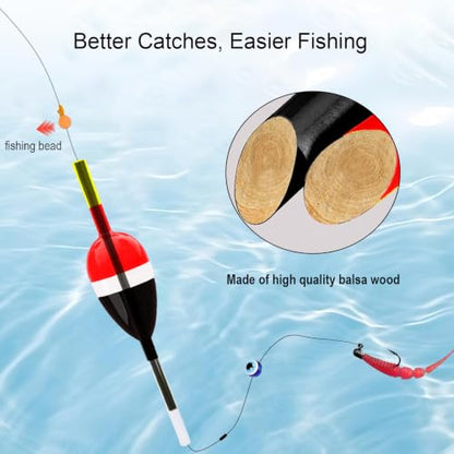 Fishing Bobbers and Floats, High Sensitive Slip Bobber with Balsa Wood Body,for Crappie Bluegill Trout Bass Panfish Catfish Walleye,8pcs - color: M-8pcs