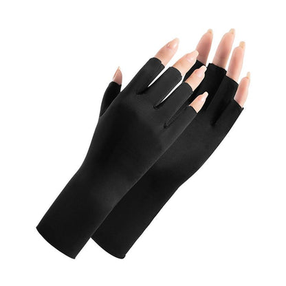 Utaly Women Sunblock Fingerless Gloves Non-Slip UV Protection Driving Riding Summer Outdoor Gloves for Women Girls - color: Black