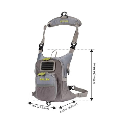 AC ALLEN Fall River Fishing Chest Pack, Fits Up to 2 Tackle/Fly Boxes, 152 Cu in / 2.5 L - color: Gray/Lime
