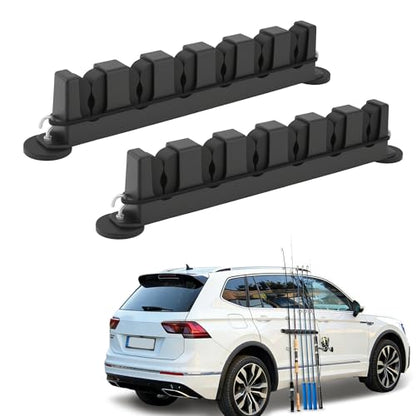 2X Magnetic Fishing Rod Holder, Magnetic Fishing Pole Storage Rack for Car Boat Truck Pickup Bed Wall Garage Door, W/ EVA Foam, Horizontally