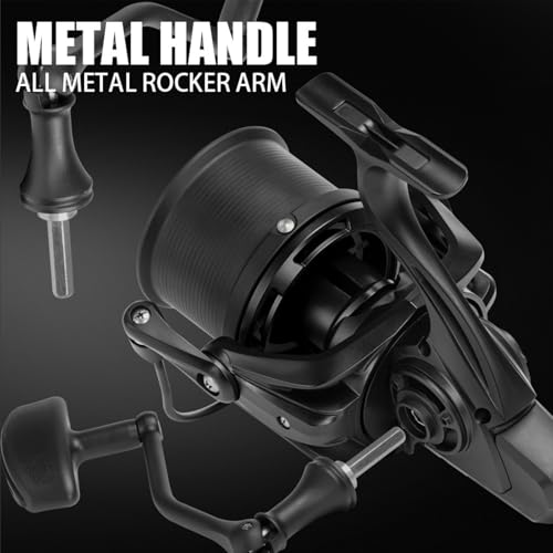 Heavy Duty Spinning Reel Metal Body with CNC Machined Spool 55LB Max Drag 6/8+1 Bearings Ultra Smooth 4.6/4.8:1 High Speed Gear Ratio Saltwater Freshwater Fishing Reel for 8000 to 14000 Series - color: BKM8000