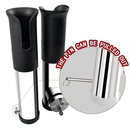 Made 2Pcs Stainless Clamp on Fishing Rod Holder, 316 Stainless Tournament Style Clamp on Fishing Rod Holder, Portable Fishing Pod Rack (Black) - color: Black