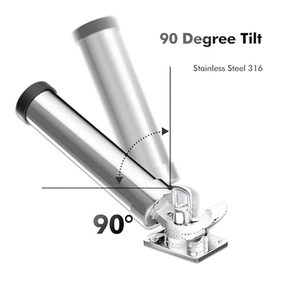 Rod Holders for Fishing Boat, 2 Pack Marine Grade Stainless Steel 316 Adjustable Swivel Deck Mount or Rail Mount Fishing Pole Holder - style: B Style