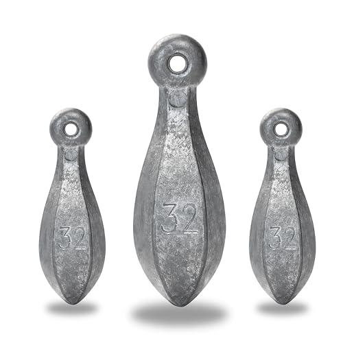 BLUEWING Bank Sinker 1LB/2LB/3LB/5LB/6LB Box Fishing Weights Saltwater Bullet Lead 1oz,2oz,3oz,5oz,8oz,10oz,12oz,16oz,32oz - style: #24 32oz, 3 Pack