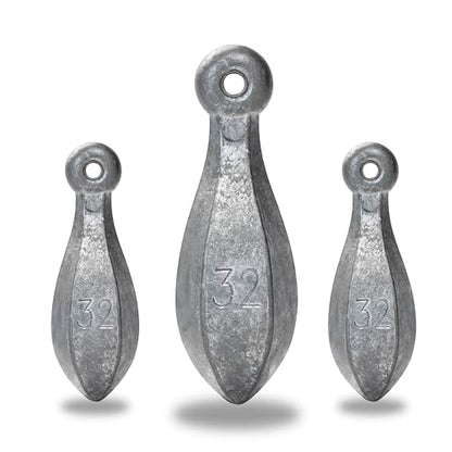 BLUEWING Bank Sinker 1LB/2LB/3LB/5LB/6LB Box Fishing Weights Saltwater Bullet Lead 1oz,2oz,3oz,5oz,8oz,10oz,12oz,16oz,32oz - style: #24 32oz, 3 Pack
