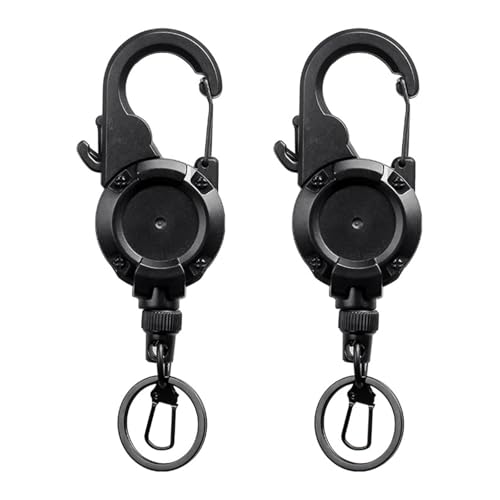 2pcs Fly Fishing Retractor with 26inch Cord Locking Keychain Badge Holder for Anglers Fishing Tool Wire Lanyard with Line Cutter